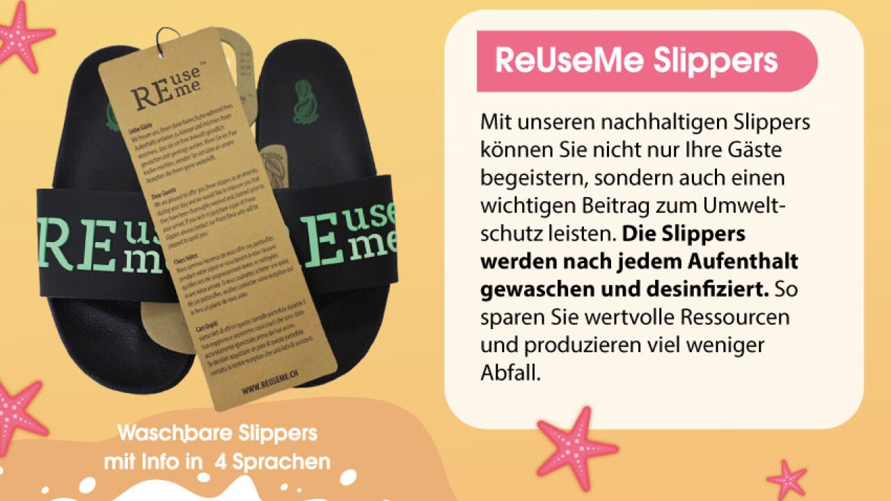 ReUseMe Slippers, nachhaltiges Konzept. Sparen Sie Ressourcen und reduzieren Sie Abfall