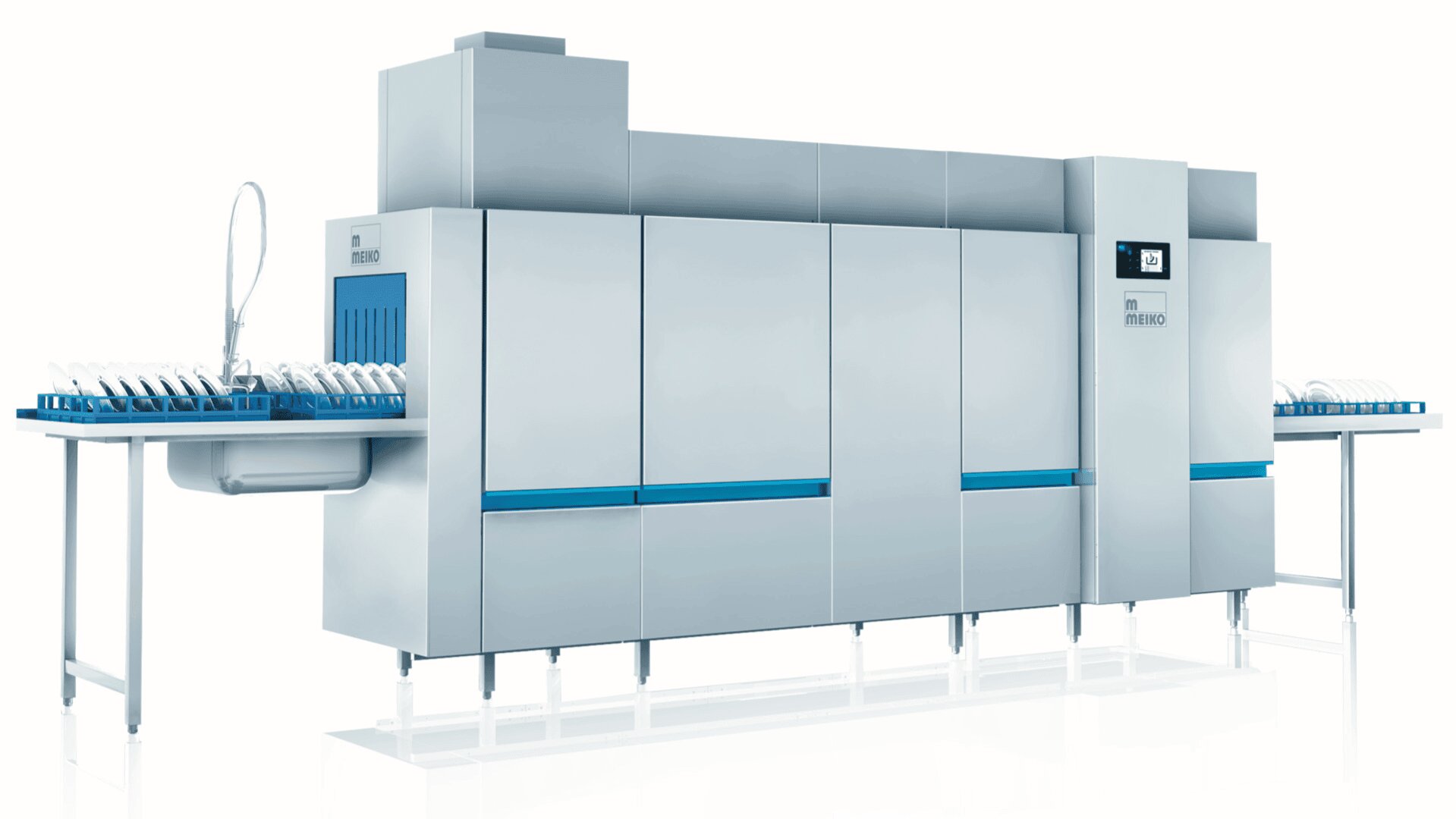 Die Profi-Spülmaschine M-iQ K ist die Korbtransportspülmaschine für Grossbetriebe mit höchsten Ansprüchen an Hygiene und Wirtschaftlichkeit.